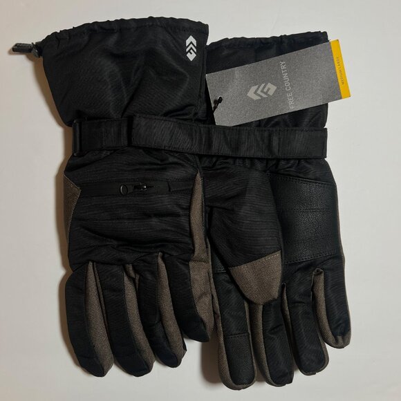 Free Country Mens SZ M/L Brown & Black Gloves With Zipper Pocket & Adjustable St - Picture 1 of 4